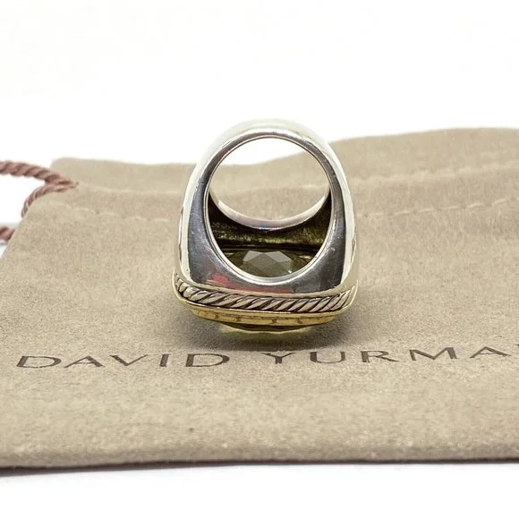 $3250 DAVID YURMAN 18K GOLD SS DIAMOND ALBION EXTRA LARGE LEMON QUARTZ R… - Picture 6 of 16